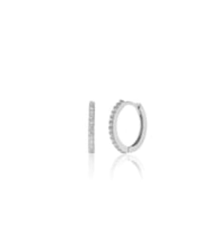 925 Sterling Silver 15 mm Half Eternity Zircon Hoop Earrings