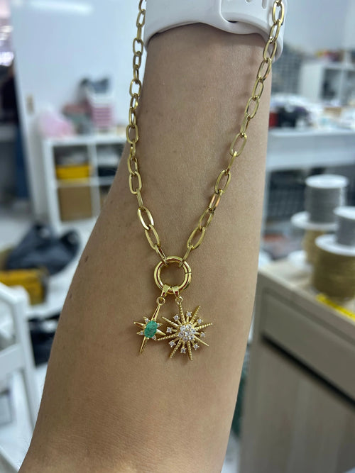 Colier din oțel inoxidabil cu lacăt detașabil și pandantiv Steaua Nordului