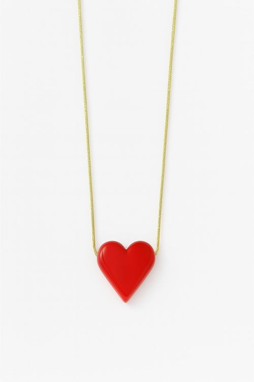 Colier din oțel inoxidabil cu inimă de Murano roșie pentru femei