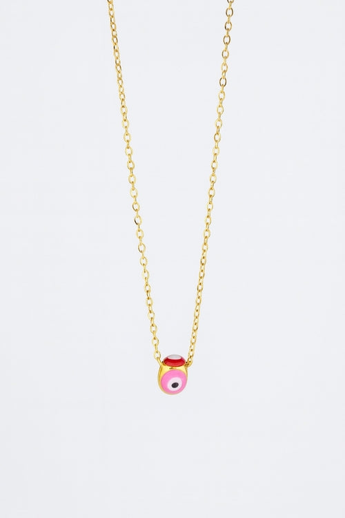 Colier din oțel inoxidabil colorat cu mini ochi rău