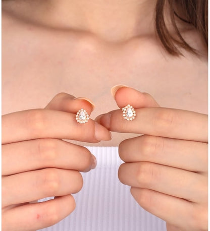 925 Sterling Silver White Stone Teardrop Earrings