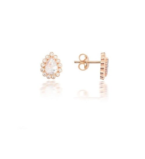 Cercei din argint 925 cu pietre albe și lacrimă